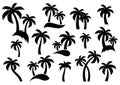 Palm tree silhouette icons Royalty Free Stock Photo