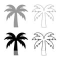 Palm tree silhouette Island concept set icon grey black color vector illustration image flat style solid fill outline contour Royalty Free Stock Photo