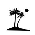 Palm tree silhouette. Summer holiday nature background. Beach re