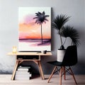 Palm Tree on the Horizon - Tropical Sunset