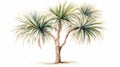 Delicate Watercolor Palm Tree Illustration With Yucca Tree