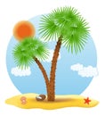Palm tree stands on the sand vector illustration Royalty Free Stock Photo