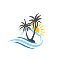 Palm tree summer logo template