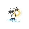 Palm tree summer logo template