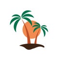 Palm tree with sun vector icon tropical island summer symbol for your web site design, logo, app, UI.illustration Royalty Free Stock Photo