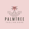 palm tree on sunny beach line art logo vector symbol illustration design Royalty Free Stock Photo