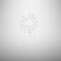 Palm tree in thin line design isolated on grey background. Royalty Free Stock Photo