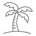 Palm tree thin line icon, travel and tourism