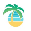 Palm tree and tropical beach icon