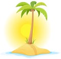 Palm Tree On Tropical Desert Island