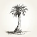 Elegant Palm Tree Sketch Illustration In Monochromatic Realism