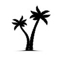 Palm tree vector island coconut cartoon black icon. Palmtree island desert isolated tropical icon