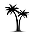 Palm tree vector island coconut cartoon black icon. Palmtree island desert isolated tropical icon