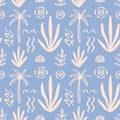 Palm tree vector seamless pattern. Tropical summer background Royalty Free Stock Photo