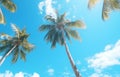 Palm trees against the background of a blue bright cloudless blue sky