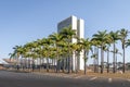 Palm Trees and the back of Brazilian National Congress - Brasilia, Distrito Federal, Brazil