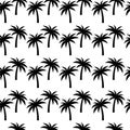 Exotic seamless pattern with silhouettes tropical coconut palm trees. Forest, jungle. Royalty Free Stock Photo