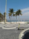 Palm trees beach scooter in Leme Rio de Janeiro Brazil