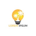 Palm trees and bulb vector logo design.