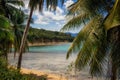 Palm trees on Coconut Beach in Port Barton, Palawan, Philippines Royalty Free Stock Photo