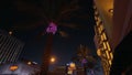 Palm trees at the Cromwell Hotel Las Vegas by night - LAS VEGAS-NEVADA, OCTOBER 11, 2017