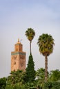 Palm Trees in front of Koutoubia Mosque in Marrakesh Morocco Royalty Free Stock Photo