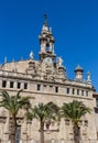 Palm trees in front of the Santos Juanes church in Valencia Royalty Free Stock Photo