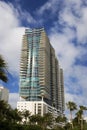 Palm Trees and High Rise Buildings on South Beach Royalty Free Stock Photo