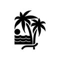 Palm trees icon. Beach chair and vacation icon vector