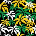 Palm trees in Jamaica colors. Seamless background.