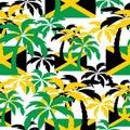 Palm trees in Jamaica colors. Seamless background.