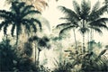 Palm trees in a jungle forest, landscape. Generative Ai Royalty Free Stock Photo