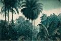 Palm trees in a jungle forest, landscape. Generative Ai Royalty Free Stock Photo