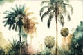 Palm trees in a jungle forest, landscape. Generative Ai Royalty Free Stock Photo