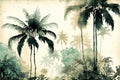 Palm trees in a jungle forest, landscape. Generative Ai Royalty Free Stock Photo