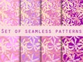 Palm trees, leaves of palm tree. Set of seamless patterns. The p Royalty Free Stock Photo