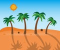 Palm trees with long shadow on desert landscape. Vector Royalty Free Stock Photo