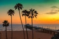 California Beach At Sunset, Los Angeles,