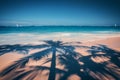 Palm trees shadow on the tropical beach Punta Cana, Dominican Re Royalty Free Stock Photo