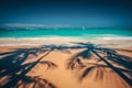 Palm trees shadow on the tropical beach Punta Cana, Dominican Re Royalty Free Stock Photo