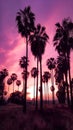 Palm trees silhouette. Clump of palms at sunset in the tropics Royalty Free Stock Photo