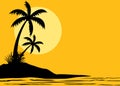 Palm trees silhouette summer banner