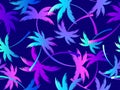 Palm trees silhouettes seamless pattern. Colorful gradient palm trees Royalty Free Stock Photo