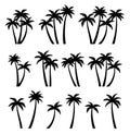 Palm trees silhouettes set. Palm trees isolated on white background Royalty Free Stock Photo