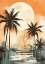 Palm trees sky nature tropic beautiful landscape sunset summer beach ocean Royalty Free Stock Photo