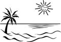 Palm Trees, Sun, and Beach clipart.