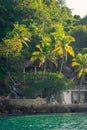 Palm Trees by the sea in an Abandoned Hotel Tropical Paradice Near Acapulco Mexico Royalty Free Stock Photo