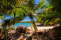 Palm trees on tropical Anse Lazio beach, Seychelles Royalty Free Stock Photo