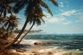 palm trees and turquoise sea on the coast vacation, holidays Royalty Free Stock Photo