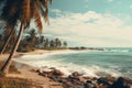 palm trees and turquoise sea on the coast vacation, holidays Royalty Free Stock Photo